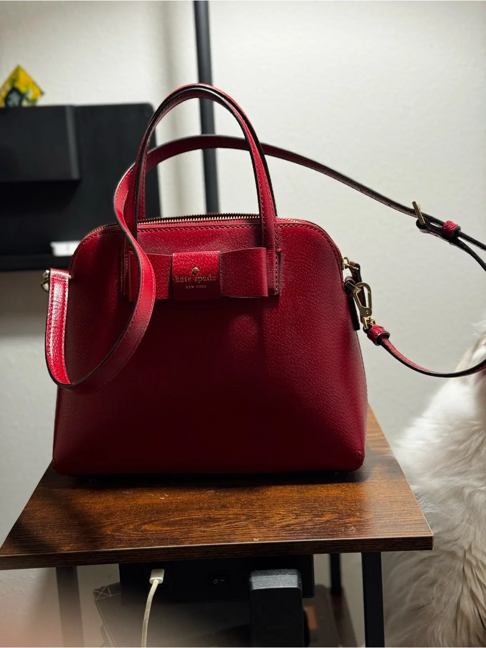 Kate Spade Matthews Street Maise Bow Satchel Red Leather Crossbody